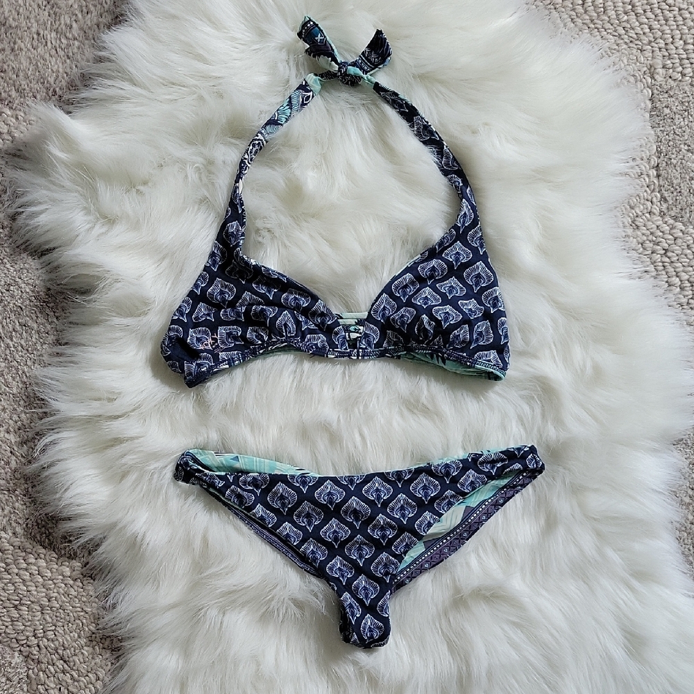 Roxy Teal and Navy Bikini Set